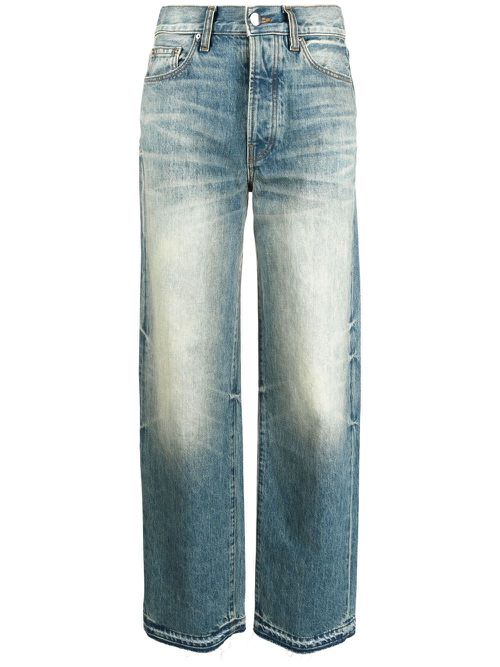 Distressed straight-leg jeans - Blue