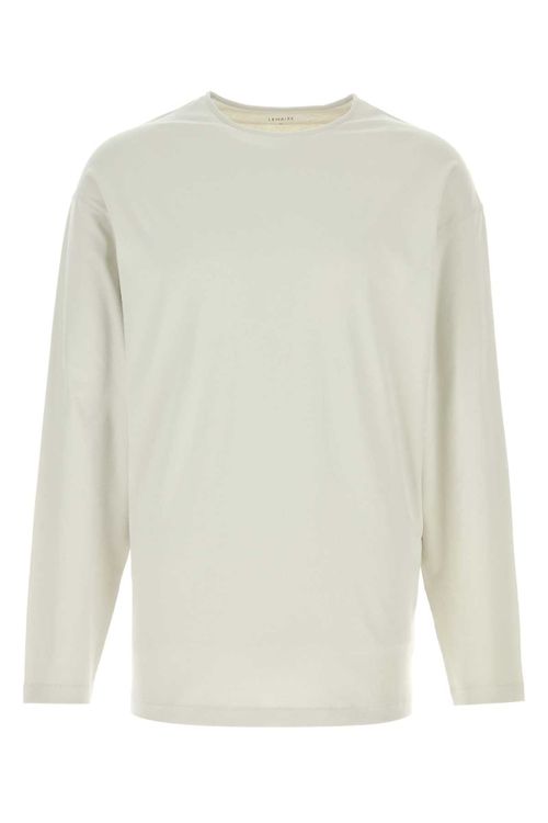 Cotton-Silk Blend Long-Sleeve T-Shirt — Beige