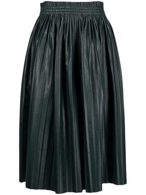Below-knee pleated skirt - Black