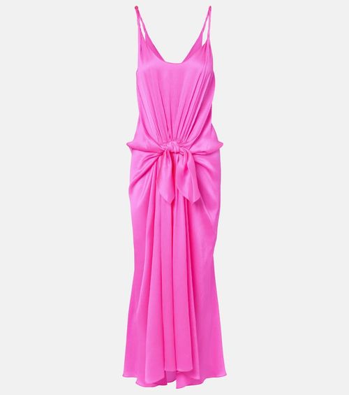 Gathered silk maxi dress