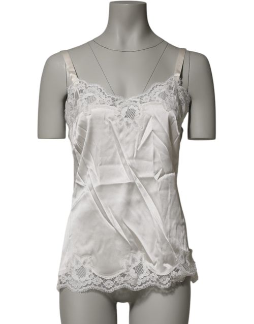 Lace-Trim Tank Top — White