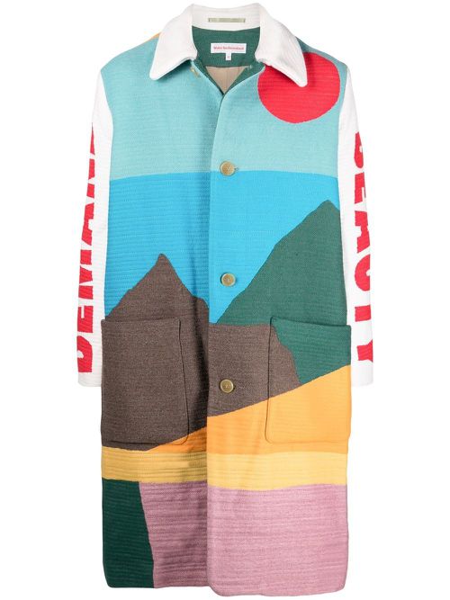 2000s pre-owned Demand Beauty printed coat - Blue
