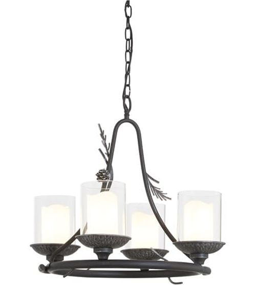Ponderosa Ridge 4-Light Chandelier in Weathered Spruce with Silver Highlight