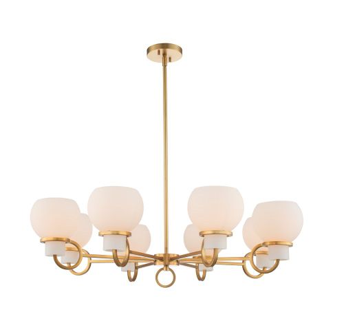 Kalco Ascher 8-Light Transitional Chandelier in Winter Brass - 513073WB