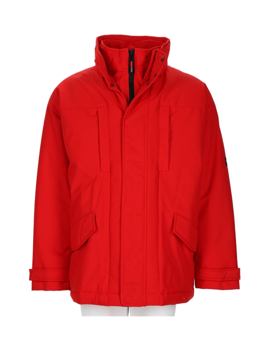 Vibrant Hooded Parka with Boxy Silhouette