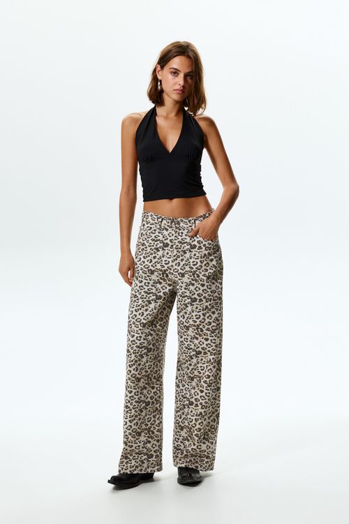 Stwd Star Leopard Print Baggy Jean
