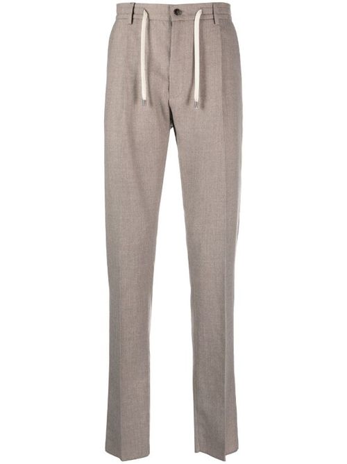 Wool Straight-Leg Trousers — Taupe