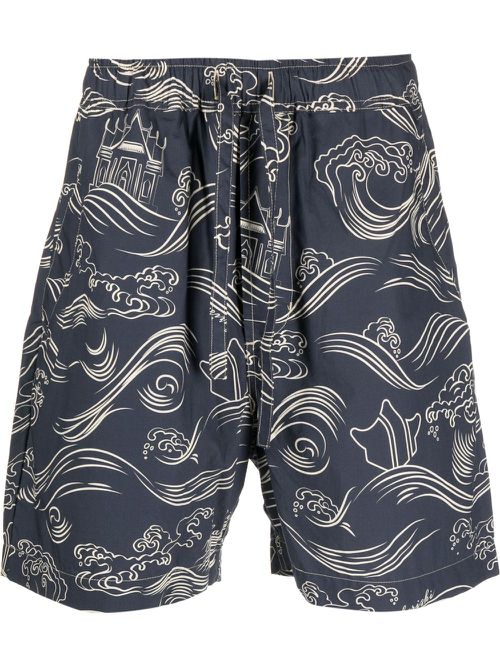 Songkran graphic-print shorts - Blue