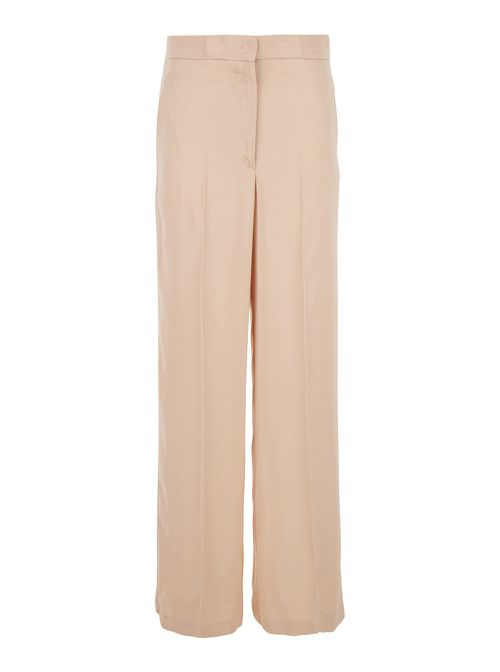 Pink Pants With Hidden Front Closure And Side Pockets In Viscose Woman
