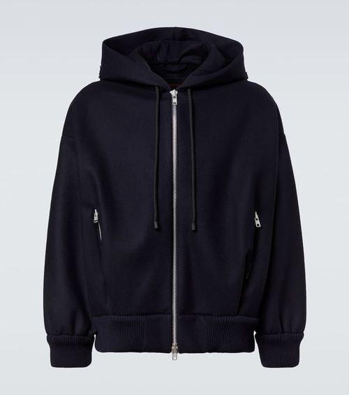 Embellished wool-blend hoodie