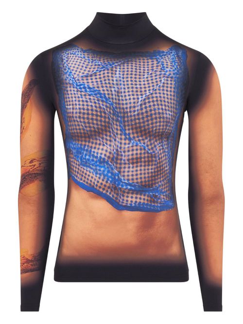 Marine Serre Draped Statue T-shirt - Blue