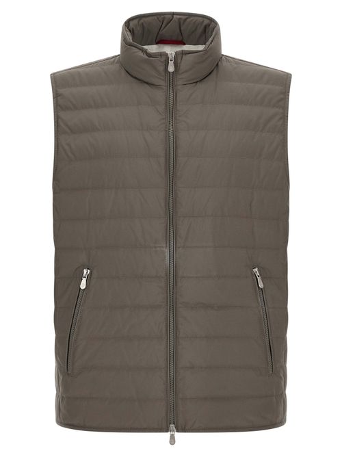 Quilted Goose Down Vest — Olive Green