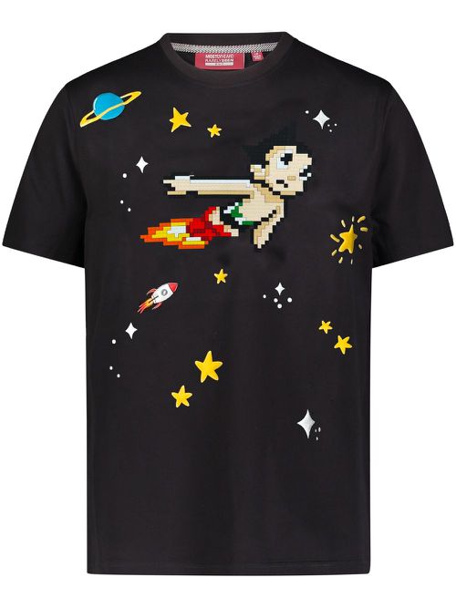 Astro boy 8-bit appliqué cotton t-shirt - Black