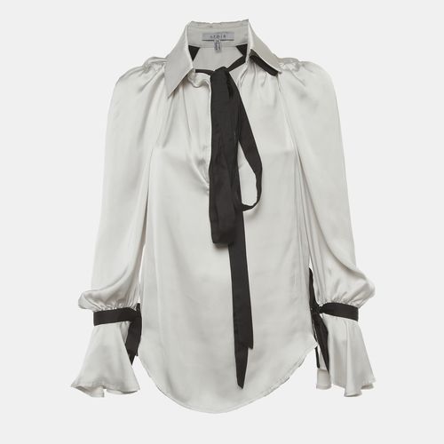 Atoir Light Grey Satin Tie Up Blouse