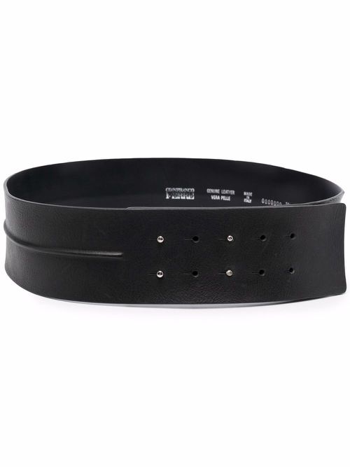 1990s push-lock leather belt - Black