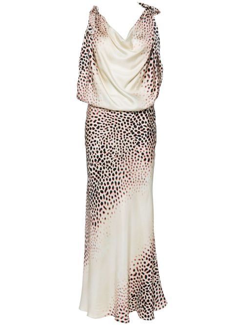 Leopard-printed silk dress - Neutrals