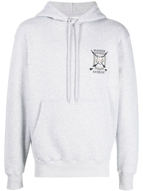 Logo-embroidered jersey hoodie - Grey