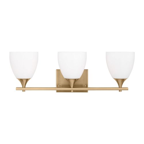 Satin Brass Three Light Bath from the Toffino Collection