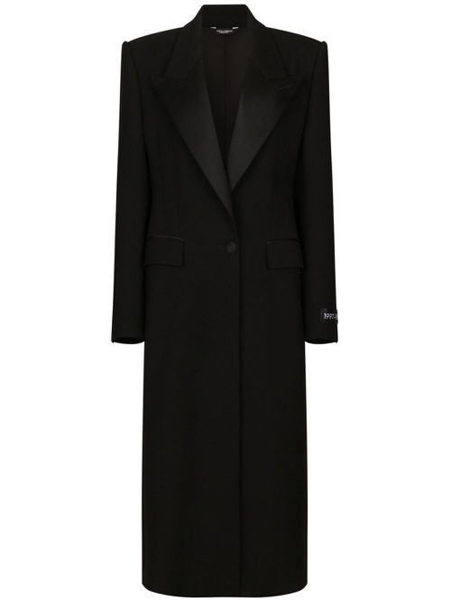Peak-lapel single-breasted coat - Black