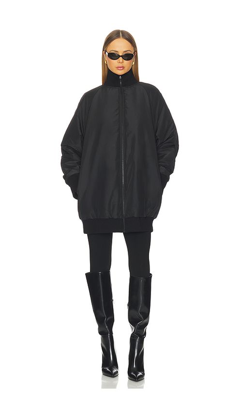 Norma Kamali Oversized Turtleneck Bomber Jacket Above The Knee in Black. - L also in