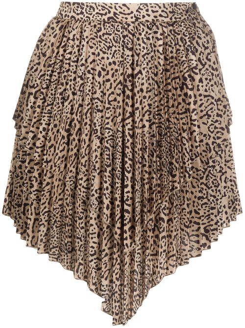 Layered pleated skirt - Brown