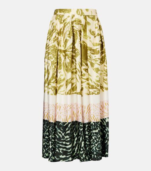 Printed satin midi skirt