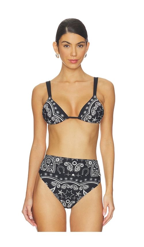 BEACH RIOT Saige Triangle Bikini Top in Black. - M also in L, S