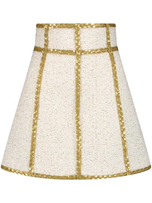 Sequin-embellished miniskirt - White