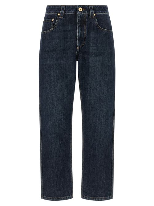 Cotton Straight-Leg Jeans — Blue