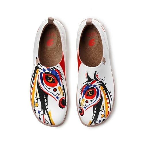 UIN Sneakers for Women Slip On Shoes Casual Comfortable Wide Lightweight Walking Fashion Tnenis Travel Art Painted Loafers