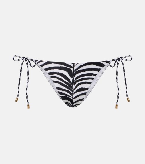 Tie Side zebra-print bikini bottoms