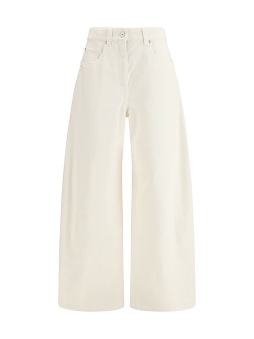 Wide-Leg Cotton Trousers — White