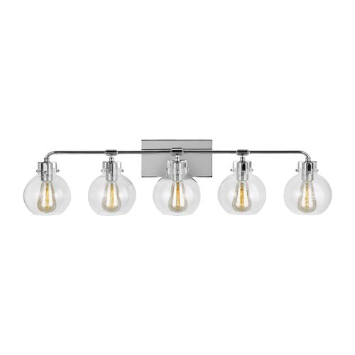Visual Comfort Studio Clara 5-Light Bathroom Vanity Light in Chrome by Sean Lavin