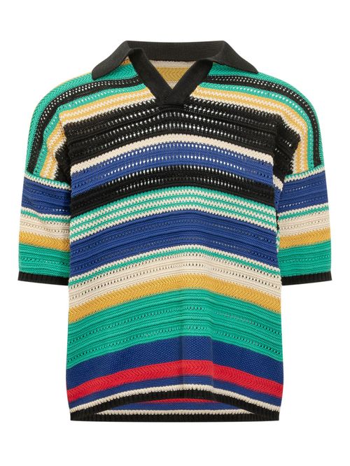 Multicolor Stripes Shirt Collar Polo
