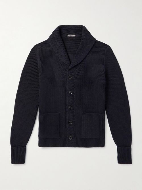 Men - Slim-Fit Shawl-Collar Ribbed Cashmere Cardigan