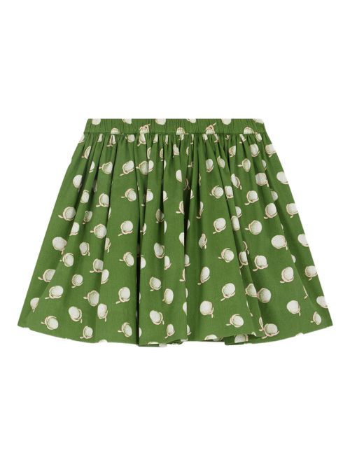 Cotton-print gathered skirt - Green