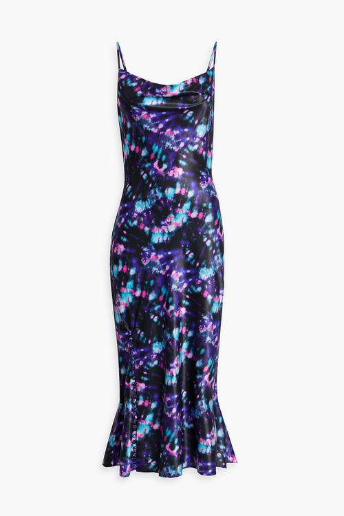 Lia printed satin midi slip dress