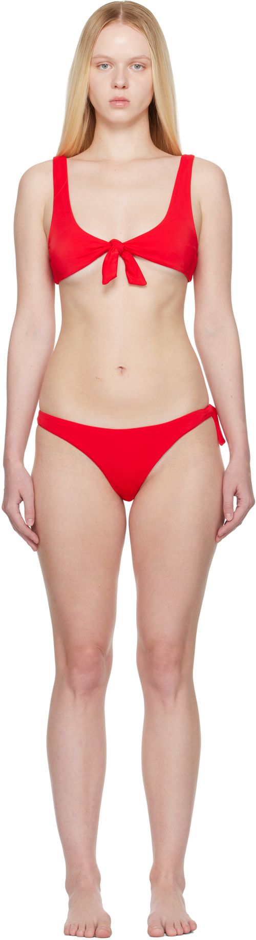 Red Self-Tie Bikini