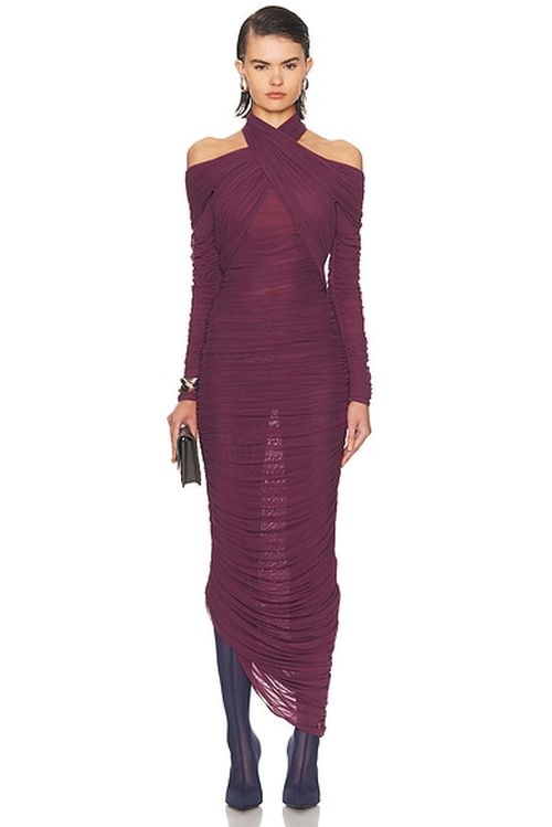 Mugler Long Sleeve Dress in Antique Pink - Purple. 34 also