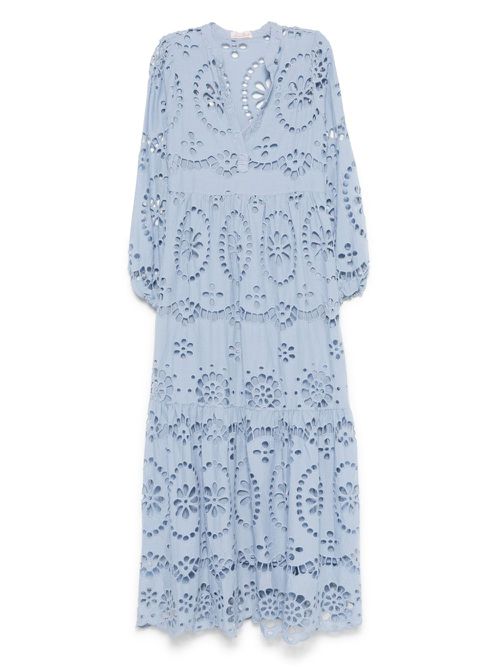 Cotton v-neck dress - Blue