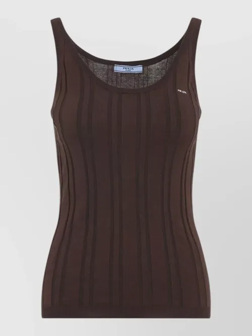 Prada - ribbed knit tank top scoop neckline