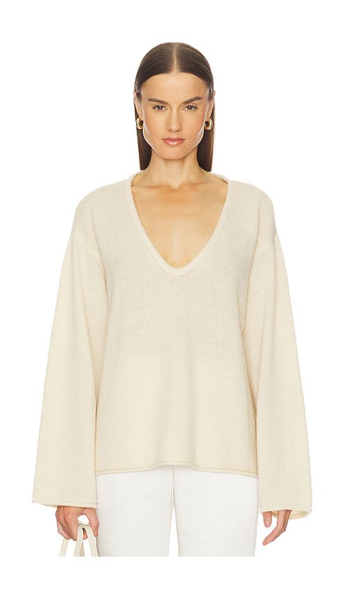 L'Academie by Marianna Brenne Neck Sweater in Ivory. XL. Also in L, M, S
