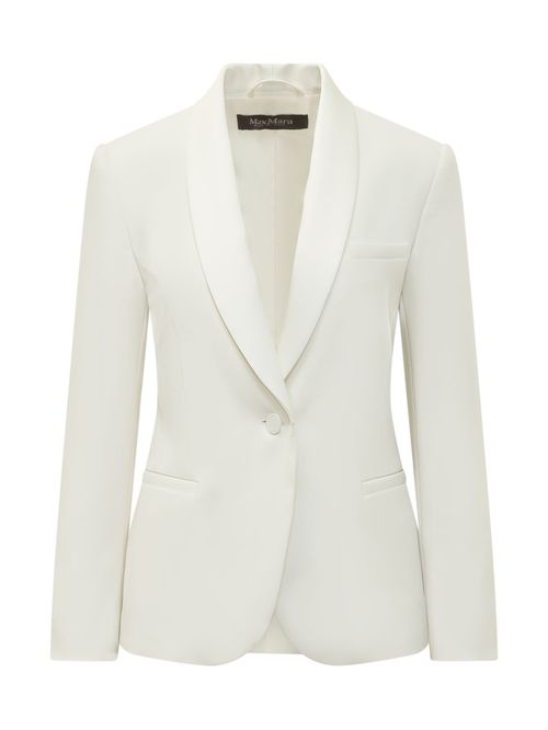 White Solid Shawl Lapel Blazer