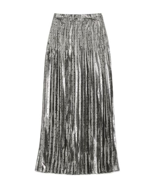 Lamé polka-dot crepe maxi skirt
