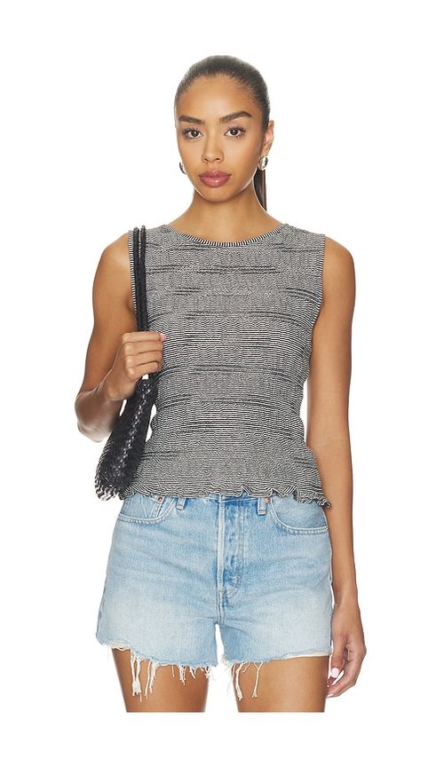 Madewell Stripe Sachi Tank Top in Jet Black. L also in M, S, XL, XS