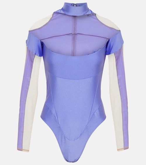 Paneled tulle bodysuit