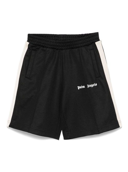 Knitted-stripe track shorts - Black
