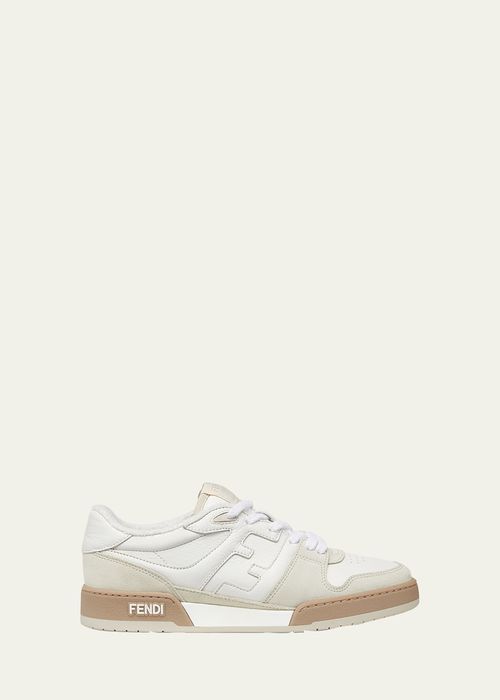 Men's Leather FF-Logo Low-Top Sneakers