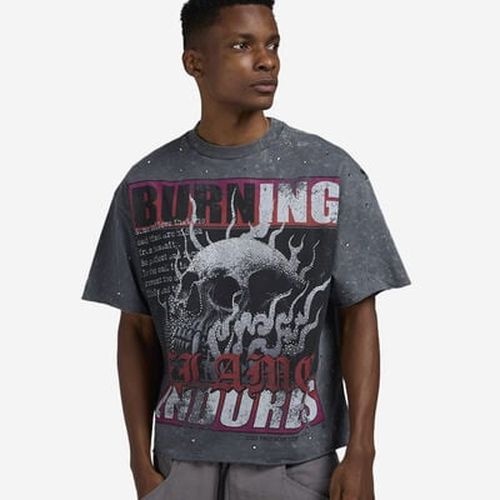 Men's Burning Flame Endores Terry T-Shirt in Grey