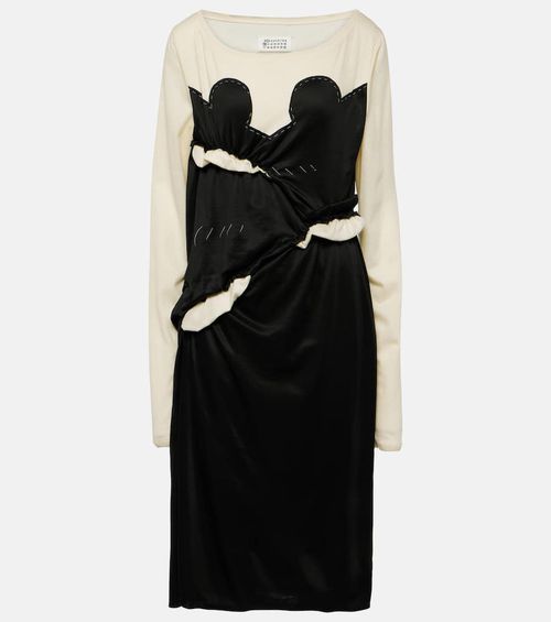 Spliced gathered jersey midi dress